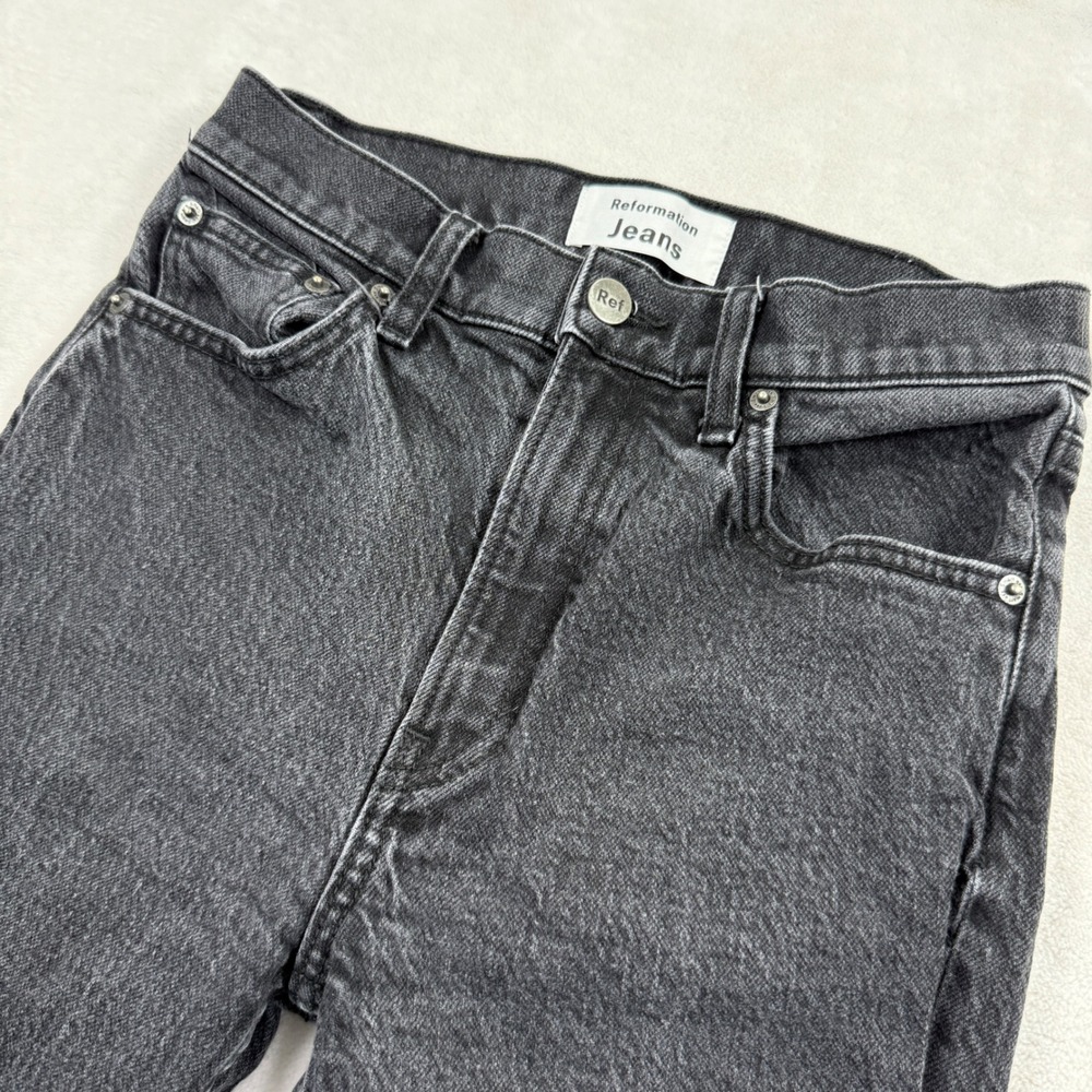 Reformation Liza High Rise Straight Crop Jeans Faded Black Denim 26 LY671